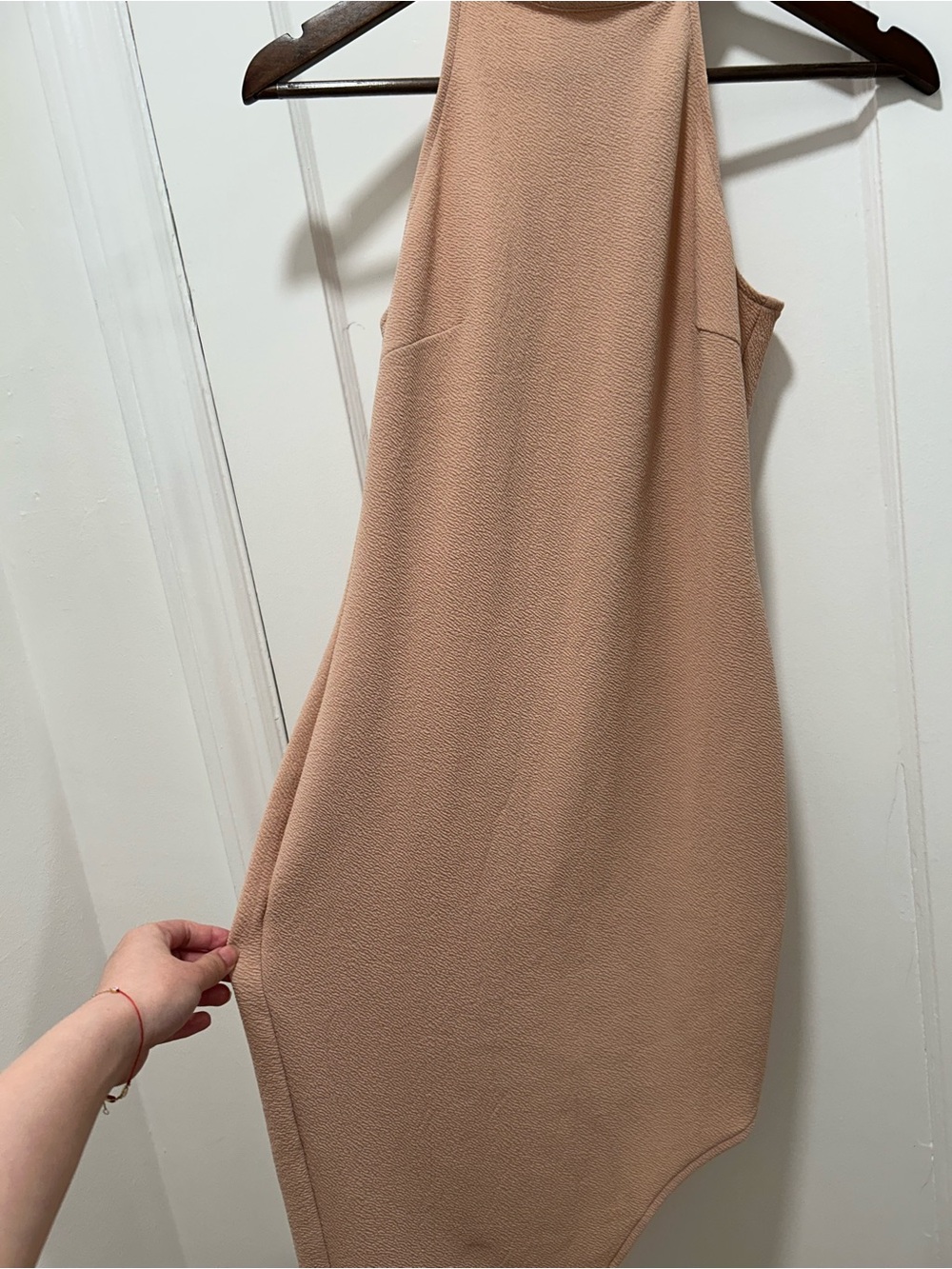 Sleeveless High-Neck Nude Beige Dress